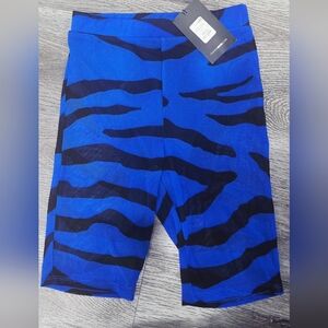 Fashion Nova Blue & Black Zebra Print Mesh Biker Shorts
